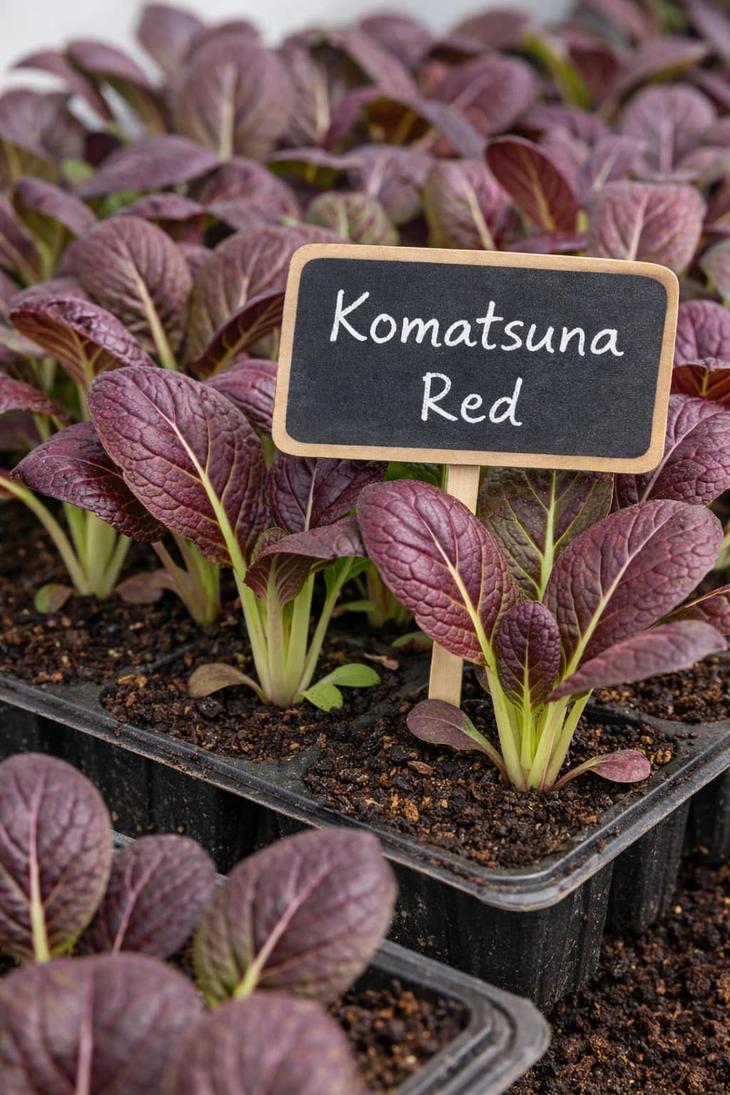 rozsada sałaty azjatyckiej komatsuna red – czerwone liście