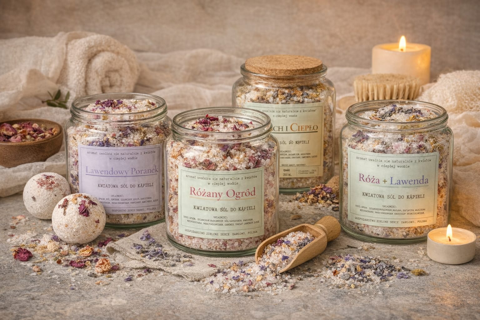 róża + lawenda kwiatowa sól do kąpieli eko